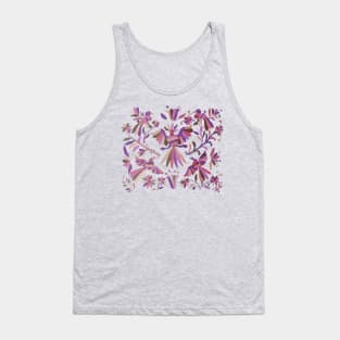 Pink purple otomi tenango mexican fabric birds and flower embroidery interior design Tank Top